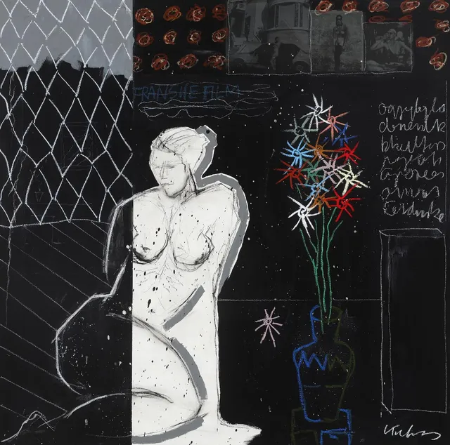Untitled, 2018. Signed K. Ulrich. Mixed media on canvas. 100×100 cm.