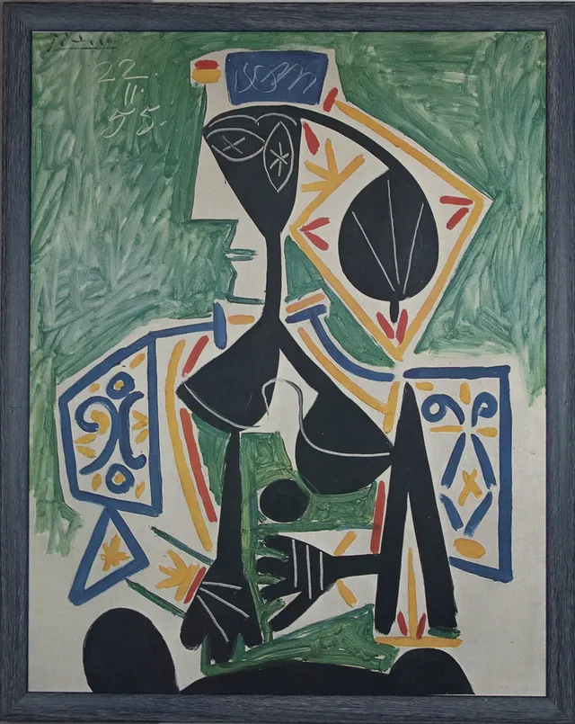 PABLO PICASSO. EFTER. Oljetryck med garantibevis, nr. 211, "Turkisk kvinna", 1955.