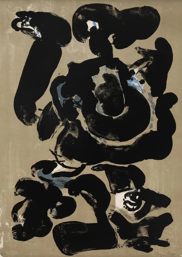 Untitled. Signed Mogens Andersen, EA. Lithograph in colours. Sheet size 75×54 cm. Unframed, mounted in passe-partout.