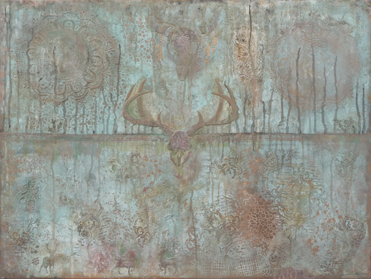 ANNA HULTMAN. BLANDTEKNIK, på duk "The Very Green Feeling" signerad, målad 2024. — Paintings — Kalmar Auktionsverk