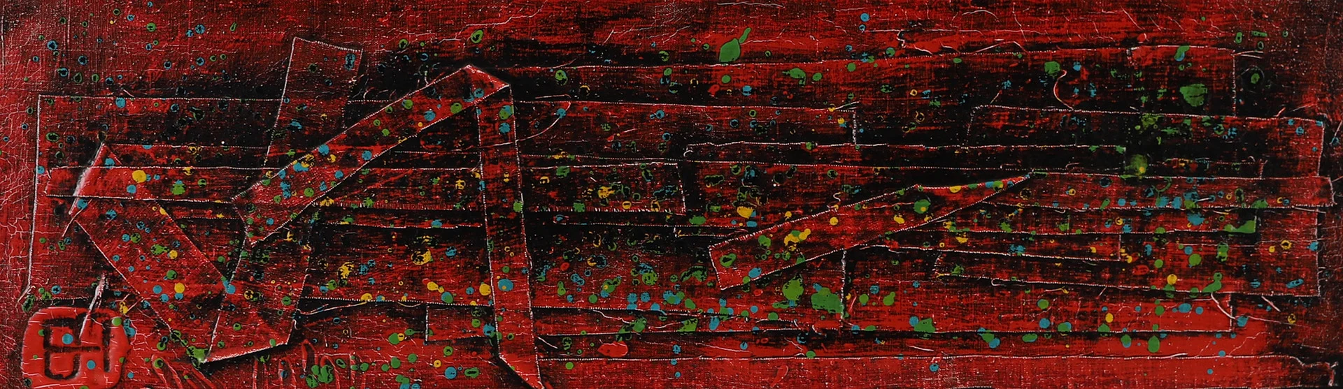 ERIC HANSEN. "Röd struktur", olja på duk, signerad E.H. — Paintings — Helsingborgs Auktionskammare