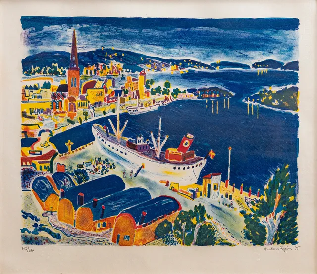 ANDERS FOGELIN. Stadsmotiv, ffärglitografi, signerad, numrerad och daterad, 162/360, -77.