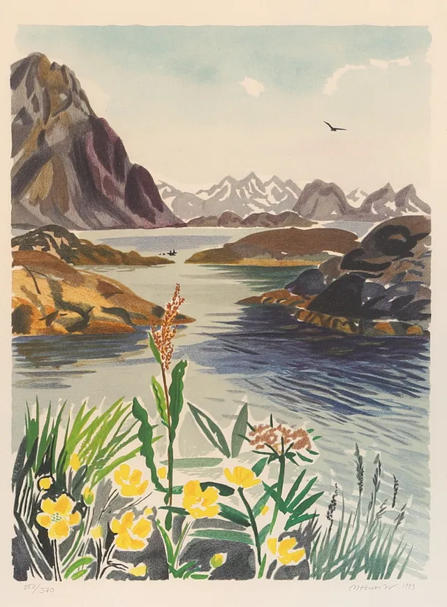 MONA HUSS WALIN. Färglitografi, signerad, 257/370.