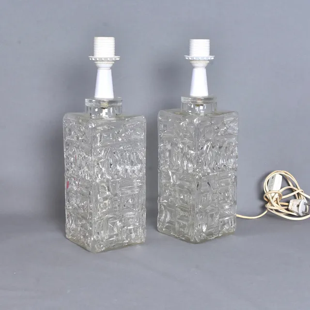 HENRIK BLOMQVIST. Bordslampor, 1-par, glas, AB Stilarmatur, Tranås, 1960/70-tal.