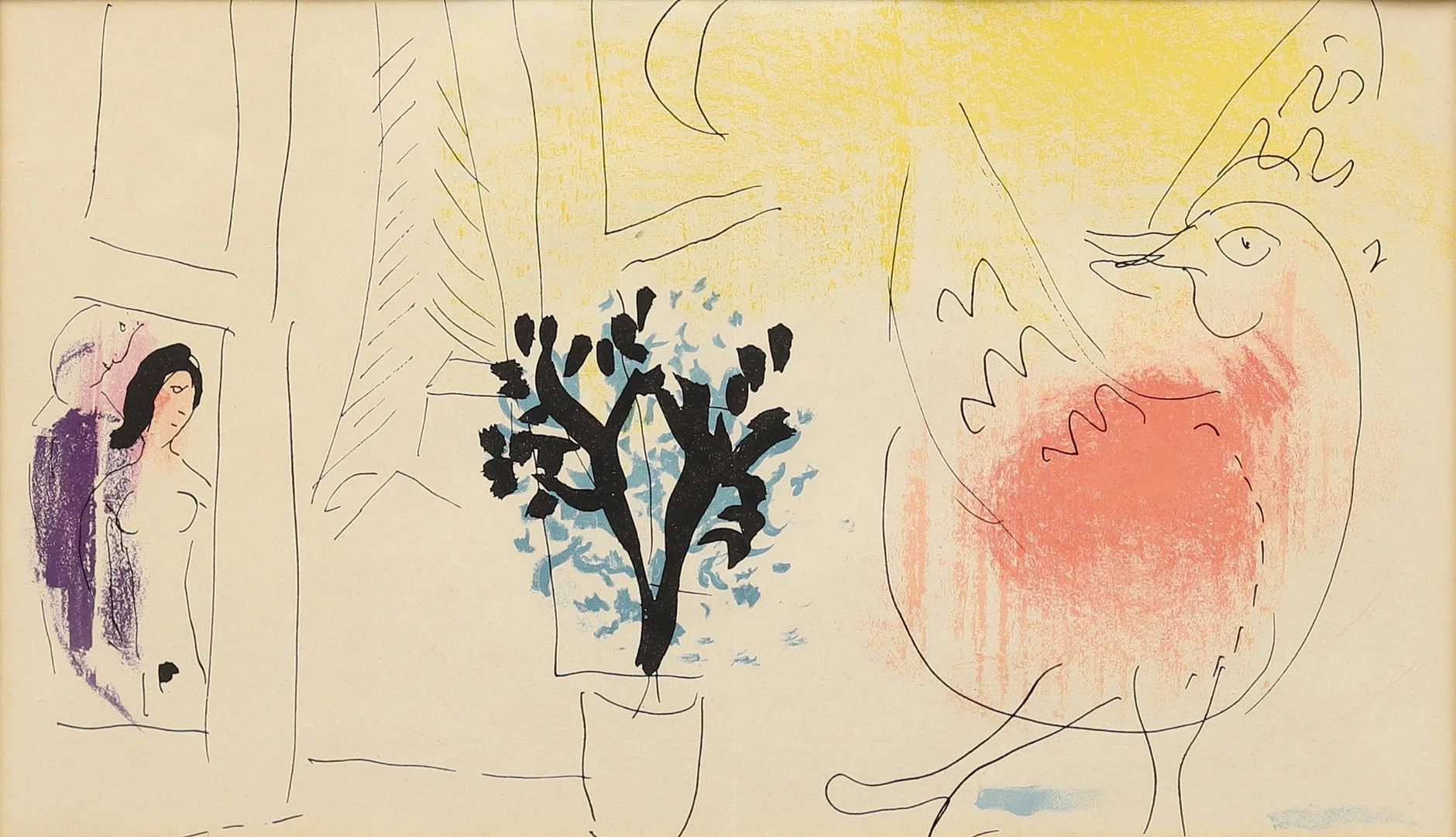 MARC CHAGALL. "Le Coq Rouge", litografi, osignerad. — Engravings & Prints — Garpenhus Auktioner