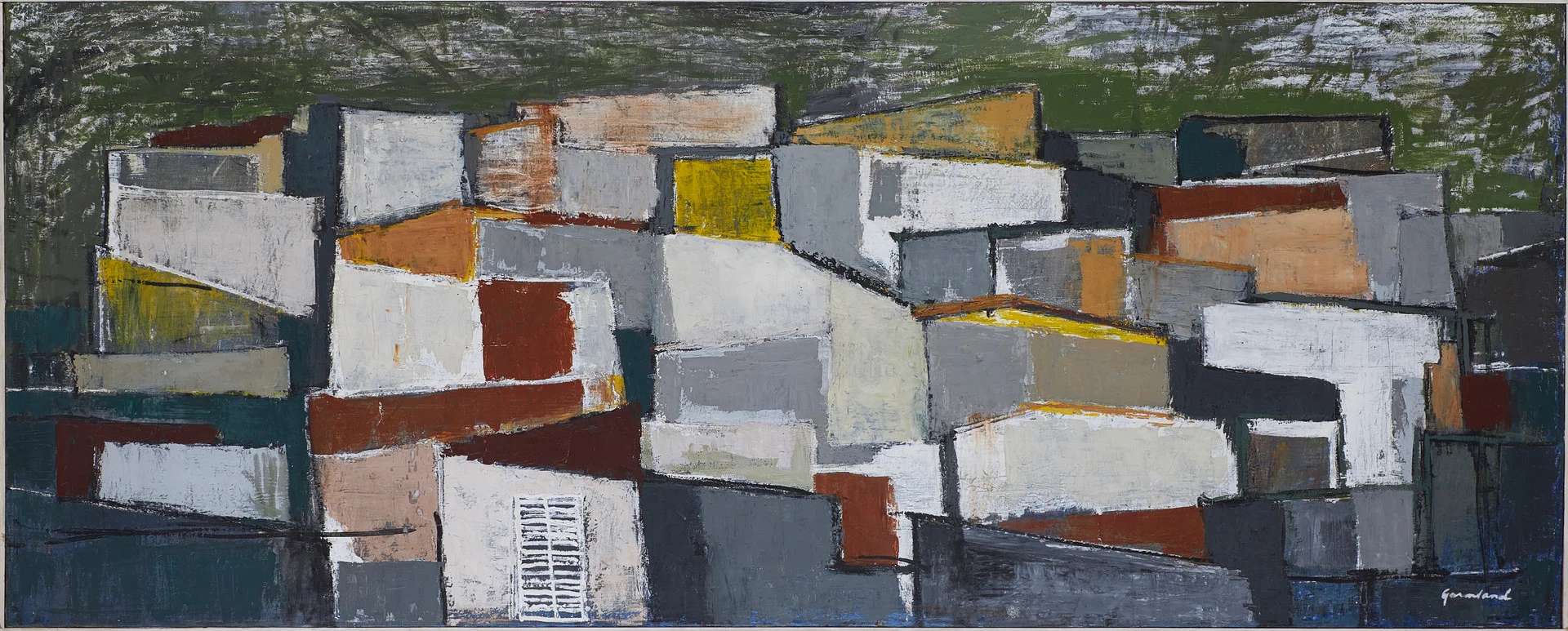 HARALD GARMLAND. Abstrakt komposition, olja på duk, signerad. — Paintings — Stockholms Auktionsverk Sickla