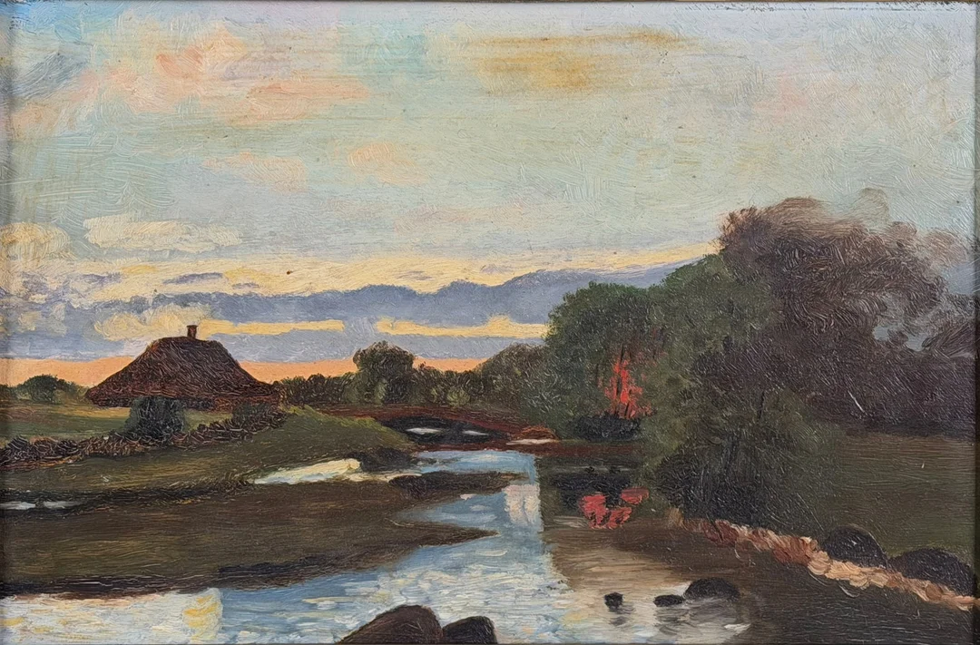 OKÄND KONSTNÄR (1800-tal). Landskapsvy, olja på pannå. — Paintings — Skandia Auktion