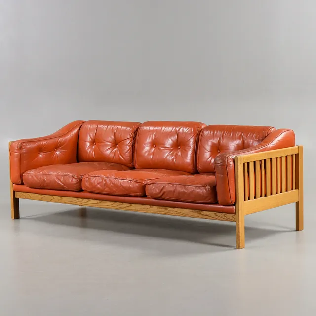 INGVAR STOCKUM. Soffa "Monte Carlo" Ek & läderklädsel, Futura Möbler AB, 1960-tal.