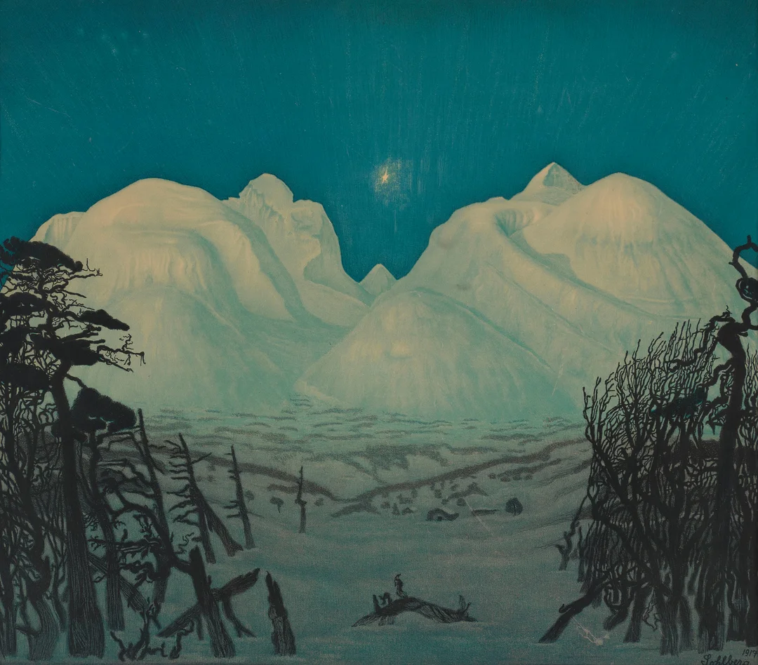 Sohlberg, Harald — "Vinternatt i fjellene" 1917 — Kunst/Grafikk — Blomqvist