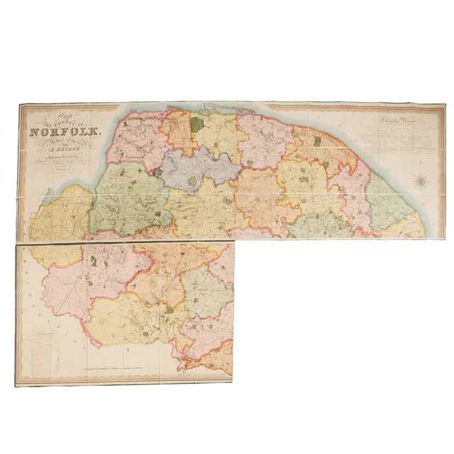 NORFOLK, BRYANT (ANDREW) LARGE FOLDING MAP OF THE COUNTY OF NORFOLK, 1826.