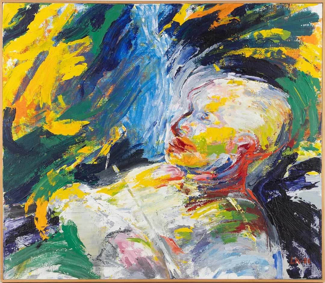 LEIF KANDER. Olja på duk, "Uppbrottet", signerad, daterad -86. — Paintings — Stockholms Auktionsverk Helsingborg