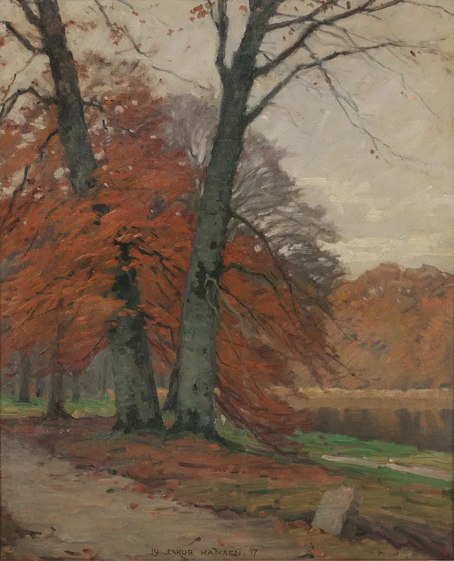 JAKOB HANSEN (1871-1949). Efterårsmotiv, olie på lærred, signeret.