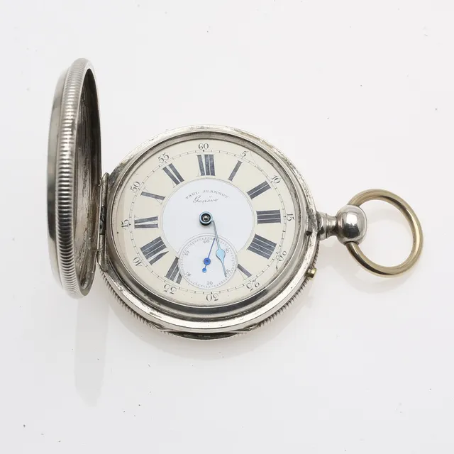PAUL JEANNOT. Swiss silver savonette pocket watch, second half of the 19th Century.