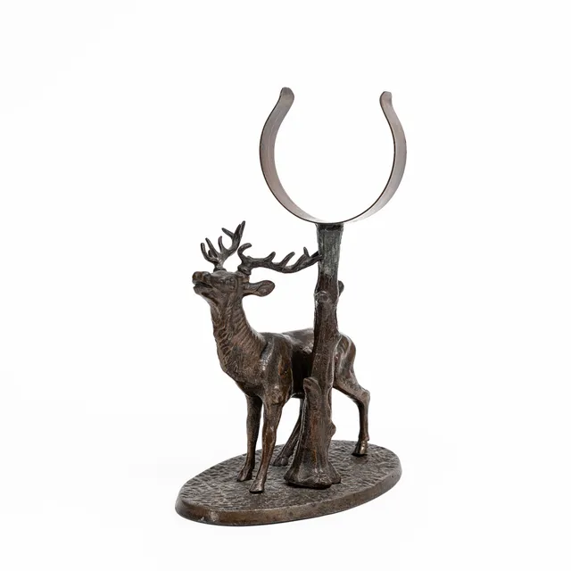 SKULPTUR, brons, hjort med hållare, 1900-talets första hälft.