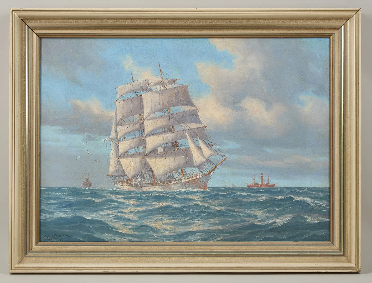 ADOLF BOCK. Segelfartyg, signerad samt daterad 1951, olja på duk. — Paintings — Stockholms Auktionsverk Helsinki