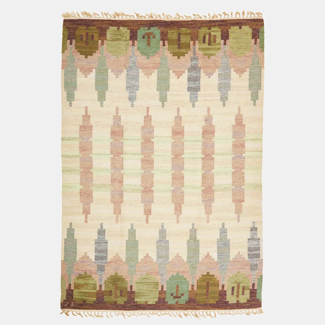 JUDITH JOHANSSON. Matta, "Hallandsåsen", röllakan, signerad. — European Carpets & Textiles — Stockholms Auktionsverk Sickla