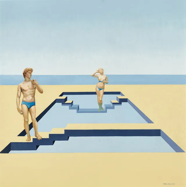 TORKEL DAHLSTEDT (FÖDD 1942). "I Oscars Rs pool", olja på duk, 1967.