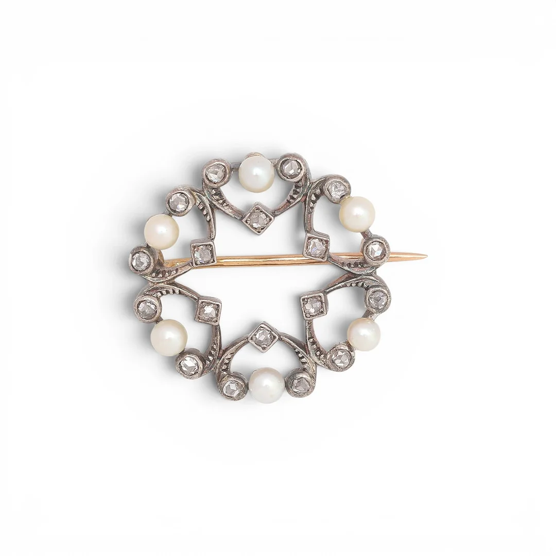 Belle Époque diamonds and pearls brooch, circa 1910. — Brooches & Pendants — Balclis