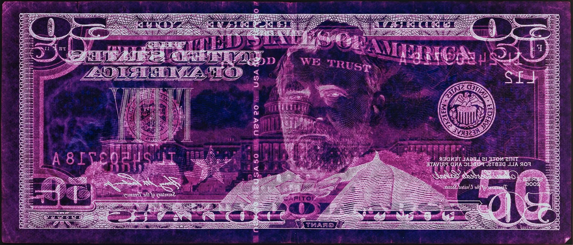 David LaChapelle, "Negative Currency: Fifty Dollar Bill Used As Negative", 1990 - 2008. — Bukowskis