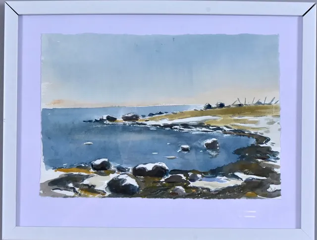 KENNETH SJÖÖ. akvarell, Vinter, Påarp.