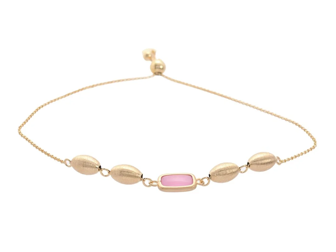 MARCELLO PANE, armband, förgyllt sterlingsilver, rosa sten, justerbar längd, max 22 cm, vikt 3,4 g. — Smycken/Armband — Kaplans