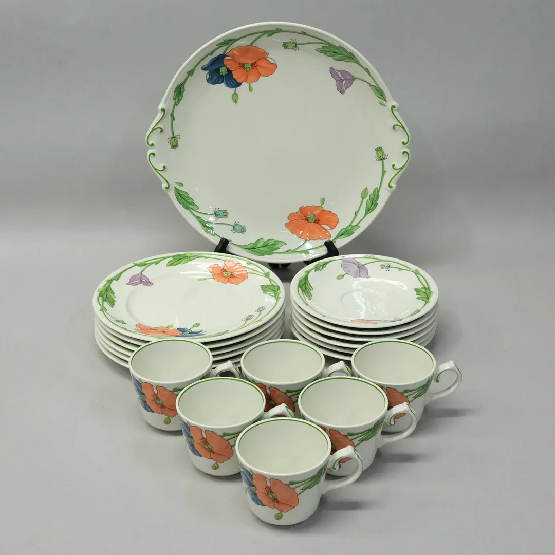 VILLEROY&BOCH, KAFFESERVIS AMAPOLA, 19 DELAR. — European — Björnssons Auktionskammare