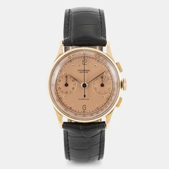 Universal Genève, Compur, "Salmon Dial", kronograf, ca 1942.