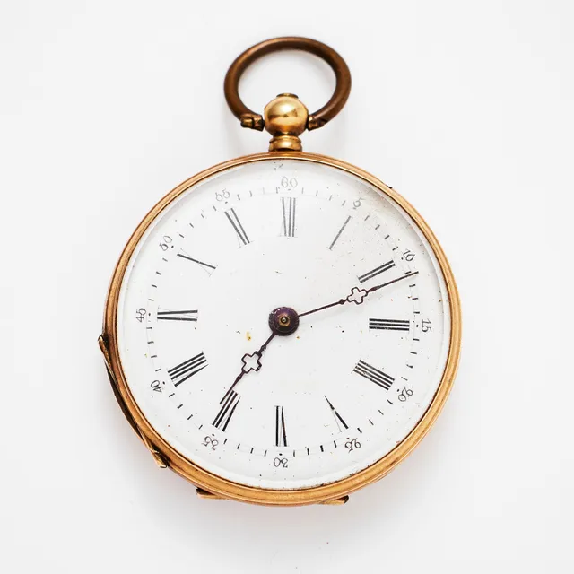 DAMFICKUR, 14 k guld, omkring 1900.