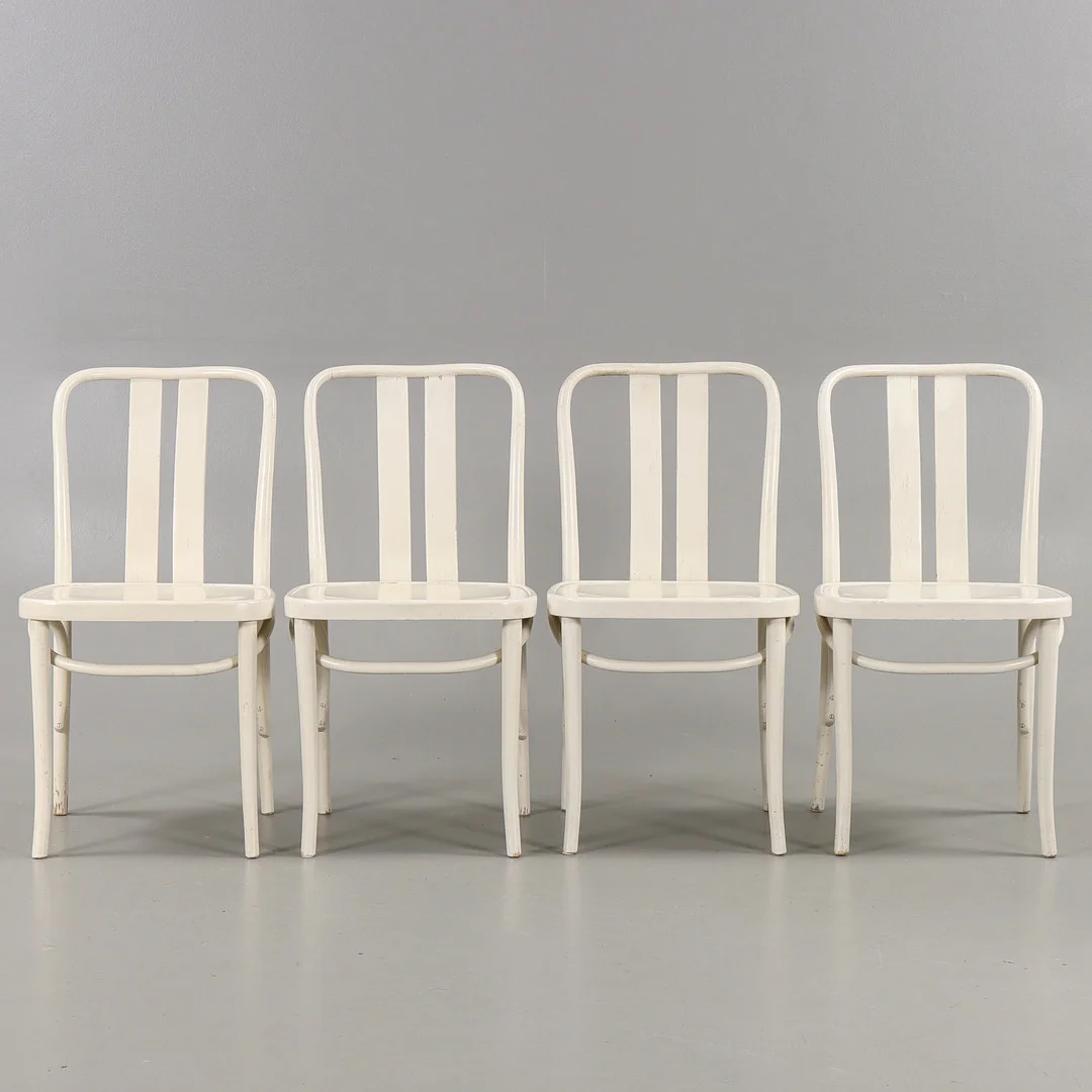 ERIK WÖRTZ. Stolar 4 stycken "Lena" Vitlackerat böjträ, Ikea, 1900-talets andra hälft. — Armchairs & Chairs — Karlstad Hammarö Auktionsverk