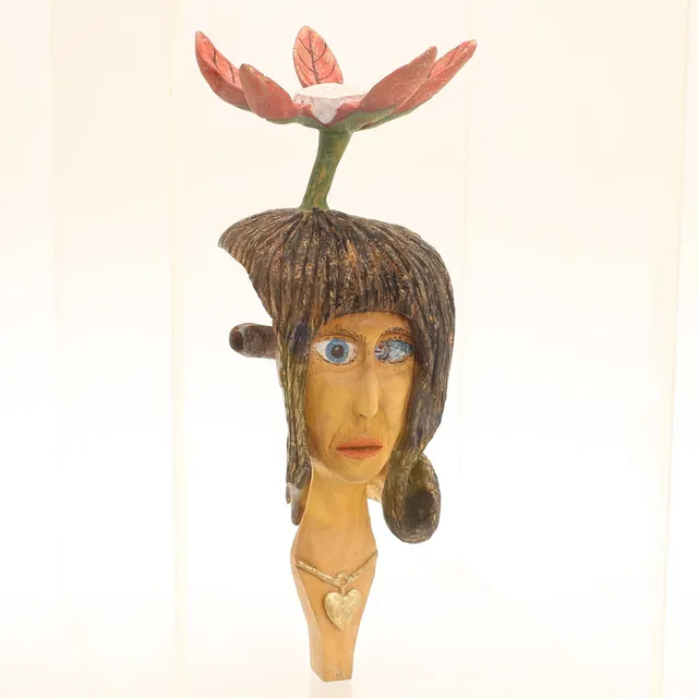 ÅKE HERCULES. Skulptur, trä, "Porträtt", signerad -82.