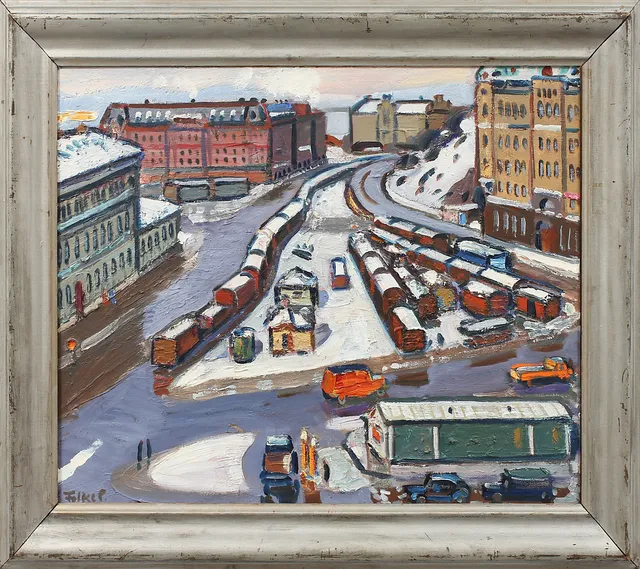 FOLKE PERSSON. Göteborgsmotiv, olja på duk, signerad.