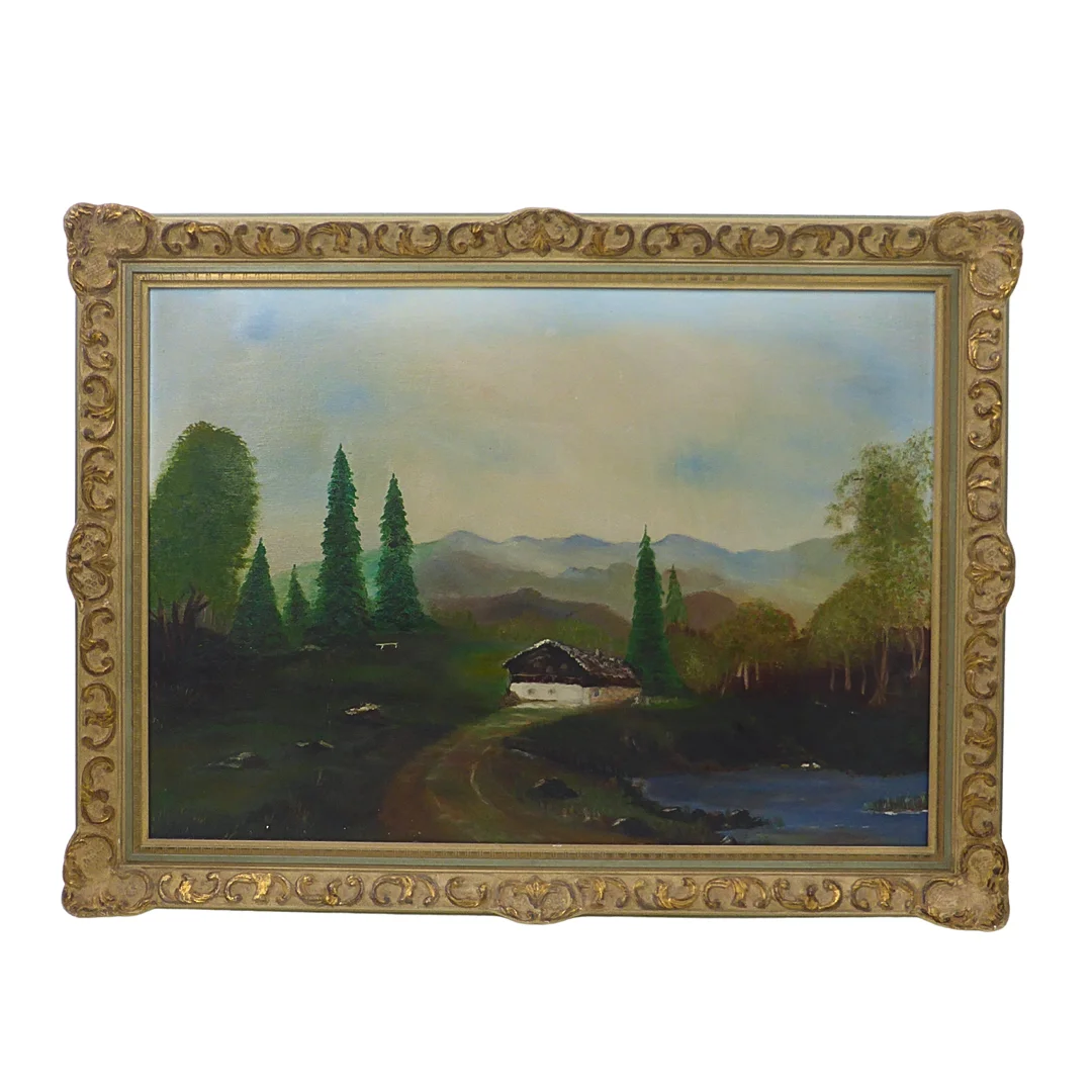 GEMÄLDE - LANDSCHAFT MIT ALMHÜTTE. — Paintings — Auktionshaus Stuber's Hammerschlag