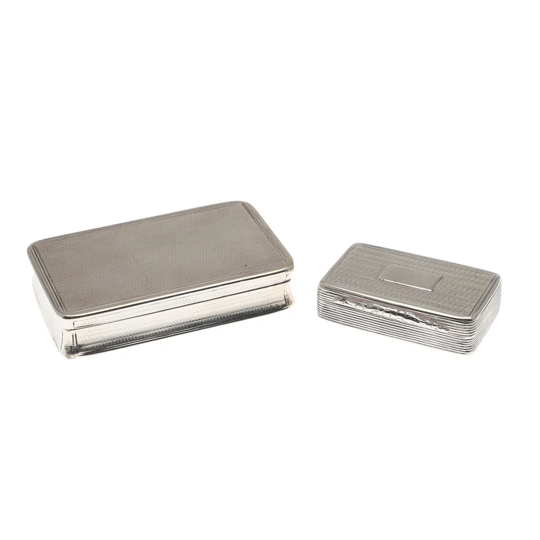 TWO WILLIAM IV SILVER SNUFF BOXES. — Silver — Lawrences Auctioneers