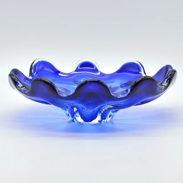 MURANO DESIGNERSCHALE, STUDIOGLAS, SOMMERSO, ITALIEN, UM 1950.
