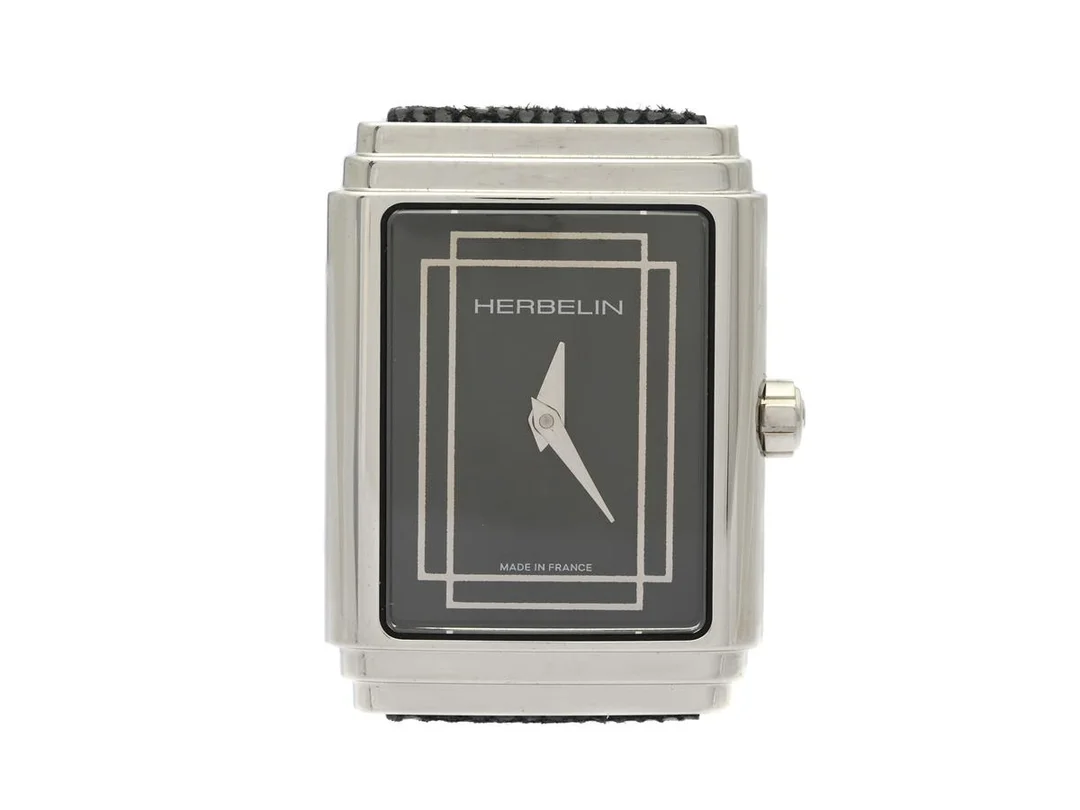 MICHEL HERBELIN, Art Dèco 1925, Ref nr. 17577AP04N, damur, 22 x 29,5 mm, stål, quartz, safirglas, läderband, originalspänne, ca 2020, box, ytterkartong. — Klockor/Michel Herbelin — Kaplans