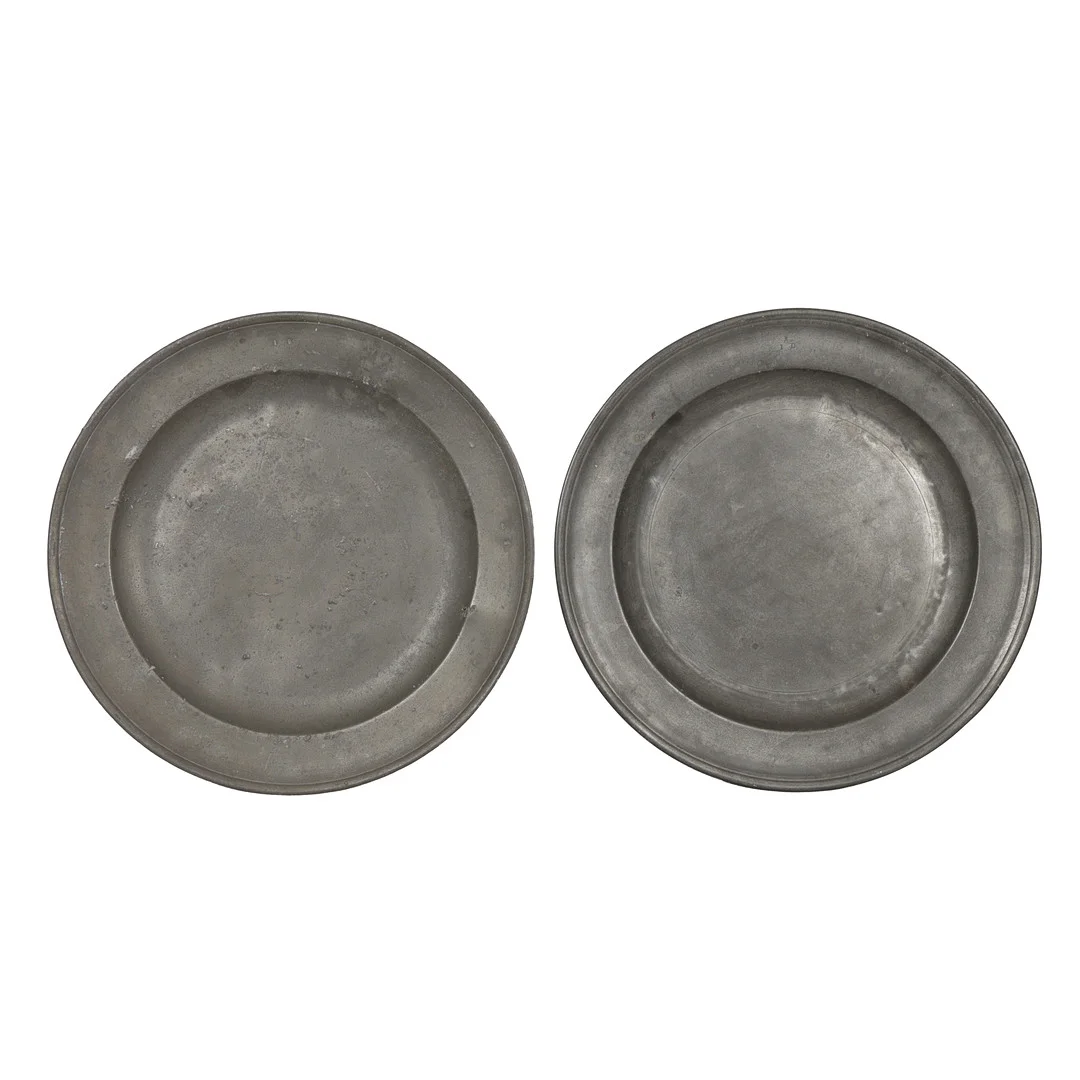 TWO MID-18TH CENTURY PEWTER CHARGERS (2). — Pewter, Brass & Copper — Bishop & Miller