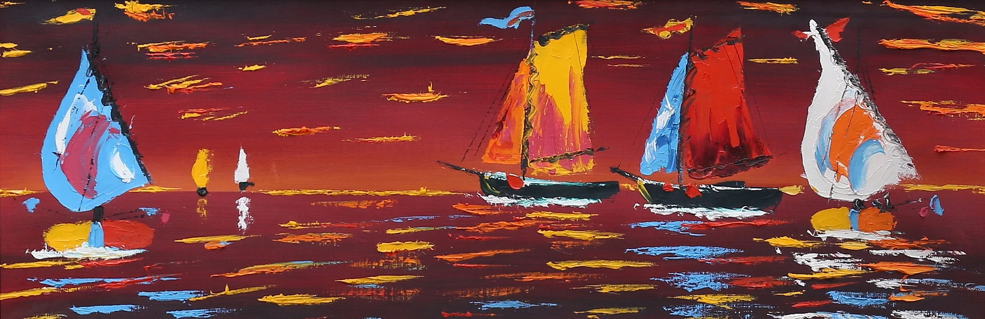 OKÄND KONSTNÄR. Segelbåtar. Olja på duk, osignerad. — Paintings — Auktionshuset Thelin & Johansson