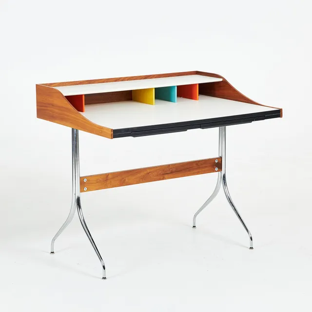 GEORGE NELSON. ''Home Desk'', skrivbord, Vitra, formgivet 1958. Skiva i laminat, valnöt och stomme i stål.