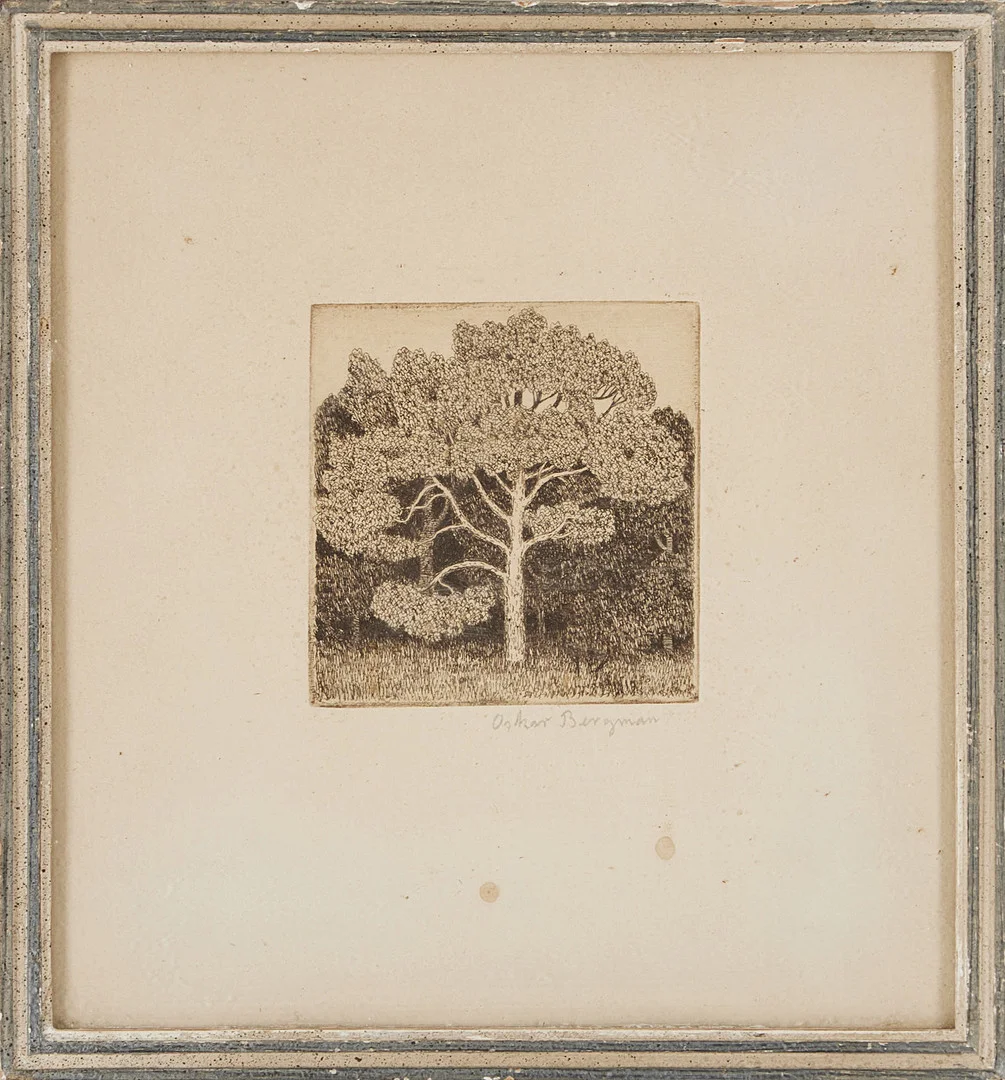 OSKAR BERGMAN. Träd, etsning, signerad. — Engravings & Prints — Stockholms Auktionsverk Magasin 5