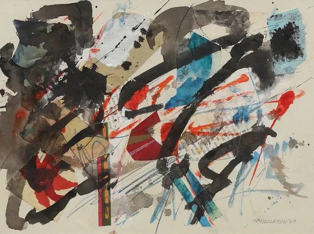 SAM MIDDLETON (USA 1927-2015). Komposition, akvarell, signerad och daterad -60.