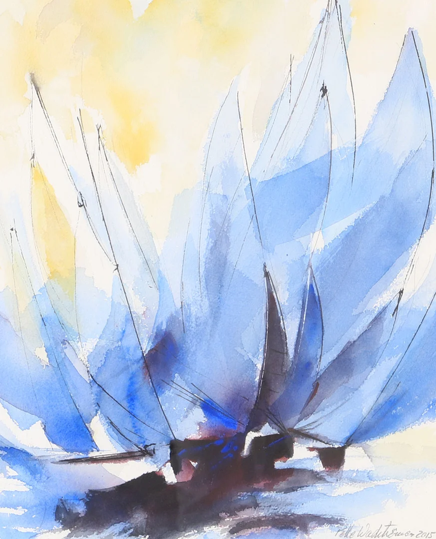 PELLE WADSTRÖMER. Segel, akvarell, signerad 2015. — Paintings — Helsingborgs Auktionskammare