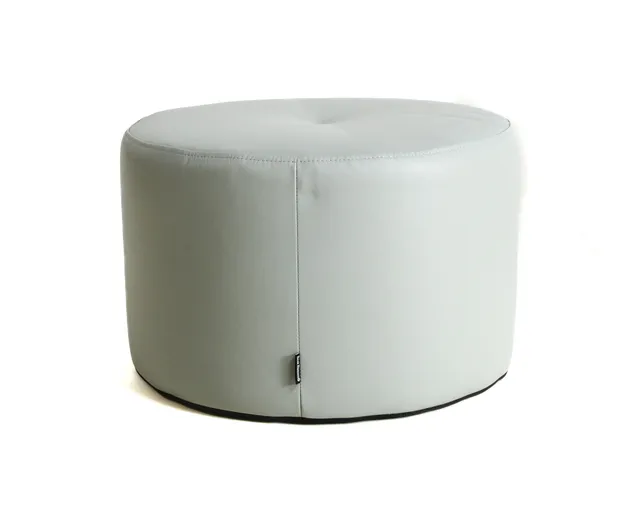 Bent Hansen. Pouf, light green leather, Ø 55 cm, unused