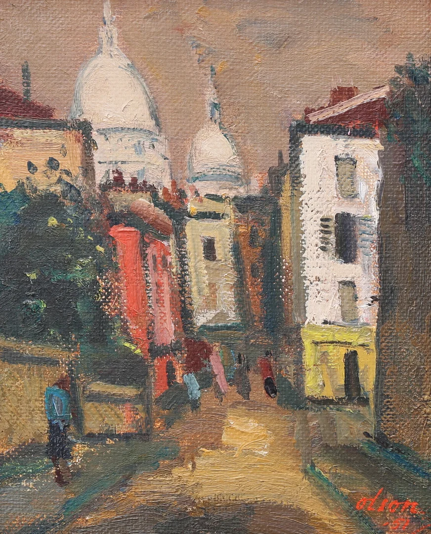 OVE OLSON. Paris, olja på pannå, signerad, daterad -51. — Paintings — Växjö Auktionskammare