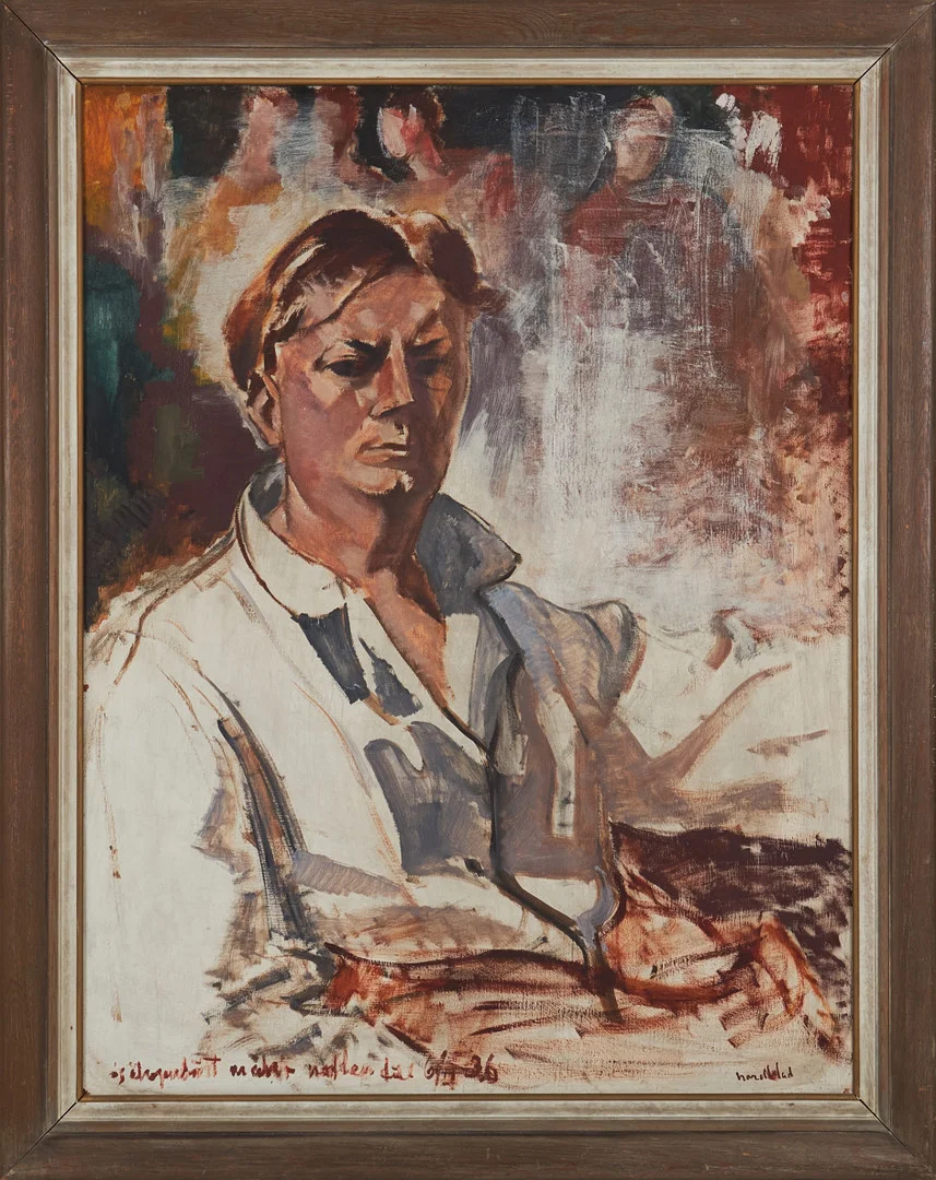 GÖSTA NORDBLAD ( 1897-1940). Självportträtt, Gösta Nordblad, signerad, olja på duk, daterad -36. — Paintings — Stockholms Auktionsverk Magasin 5
