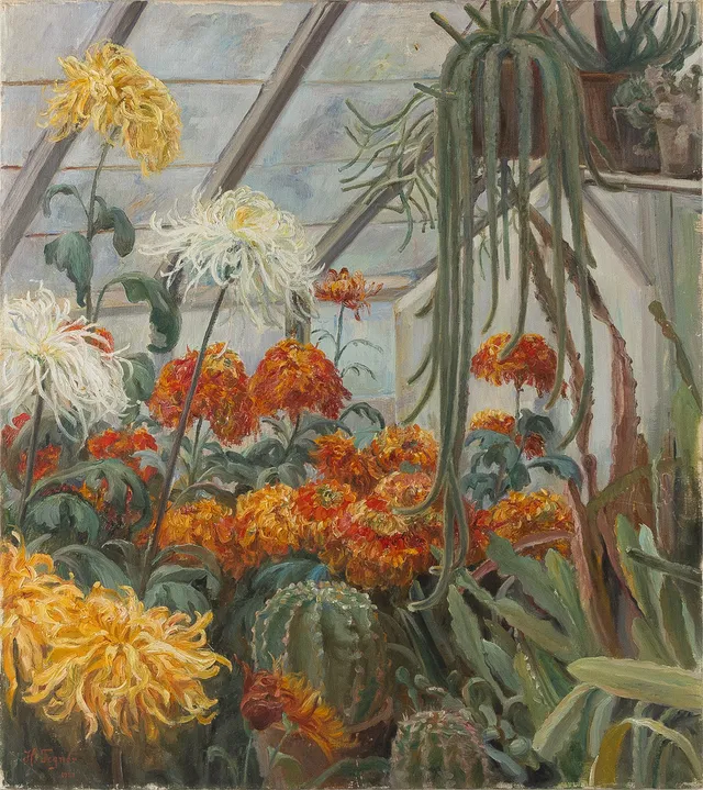 HEDVIG TEGNÉR (1866-1961). Blomstermotiv, olja på duk.