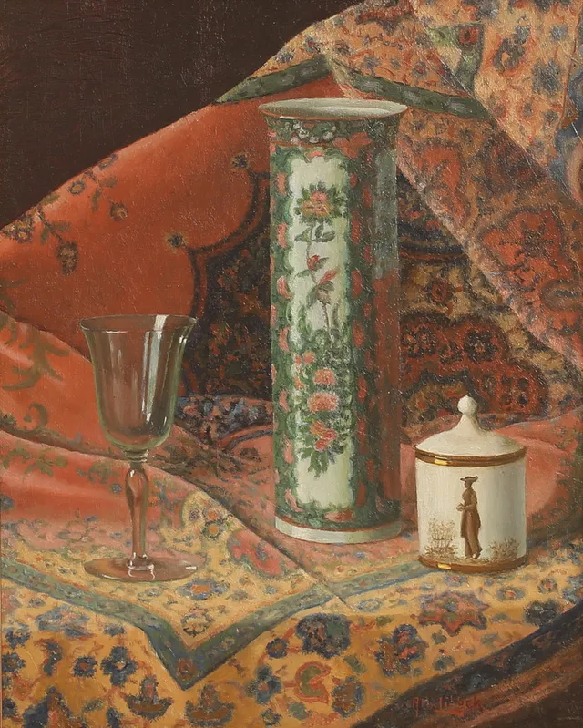 ALBERT LIEDBECK. Olja på duk, Stilleben, signerad.