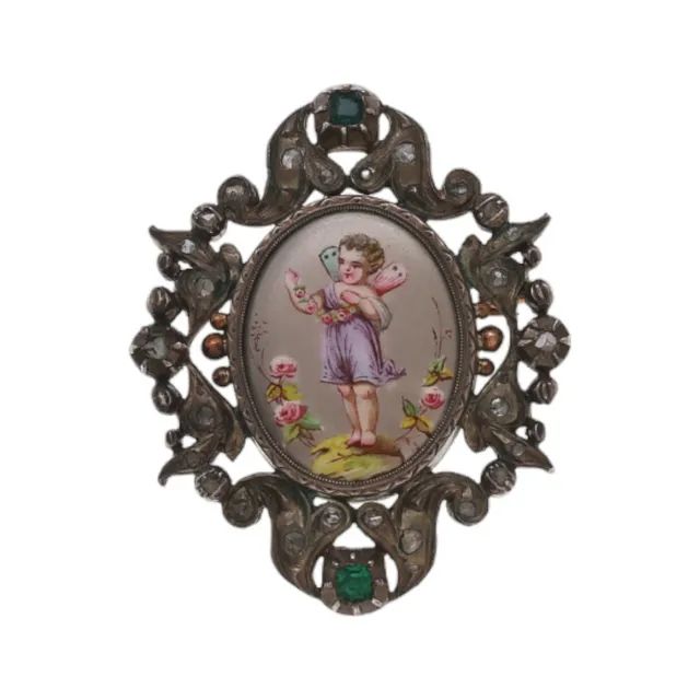 Brooch with enamelled miniature, 19th Century.