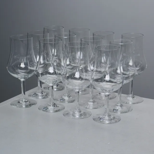 GUNNAR CYRÉN. Vinprovarglas, 12 st, "Elixir", Orrefors.