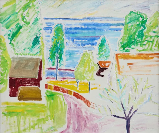 FOLKE ANDRÉASSON. "Landskap med hus".