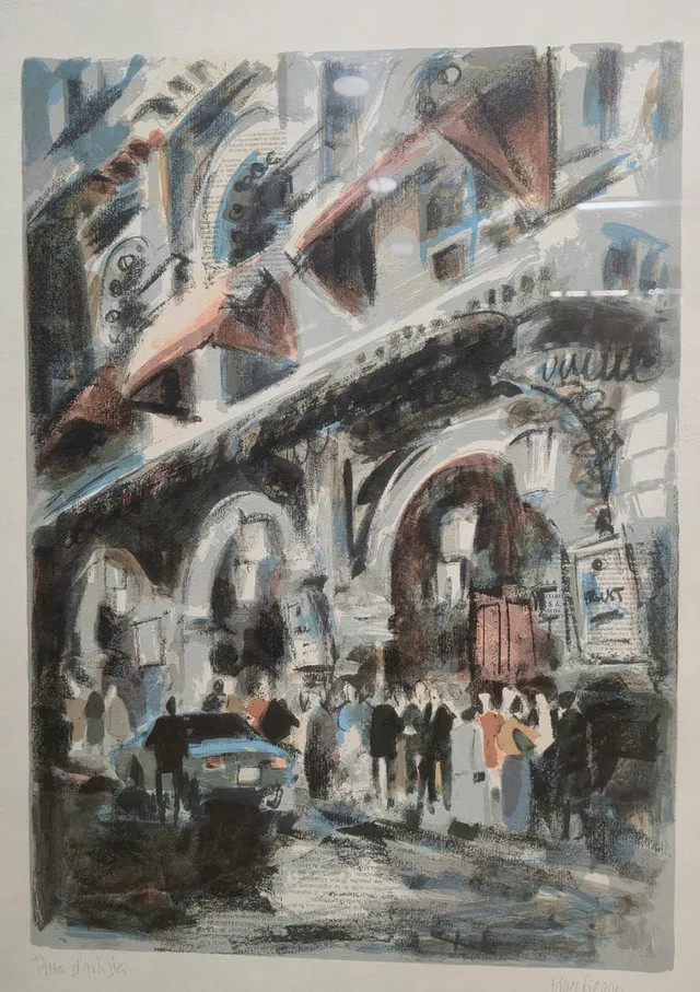 ANTONI VIVES FIERRO. ENTRADA AL GRAN TEATRO DE LICEU. OBRA GRÁFICA FIRMADA Y JUSTIFICADA A LÁPIZ.